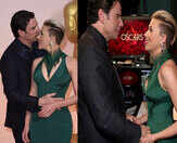 PICS: John Travolta awkwardly kisses ScarJo at Oscars red carpet