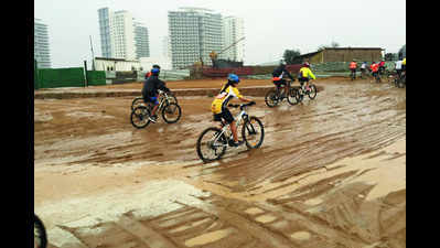 Annual biking race went ahead despite the weather in Gurgaon