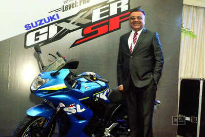 Atul Gupta, executive vice president, Suzuki Motorcycles India Pvt Ltd, unveils new Suzuki Gixxer SF in Mumbai