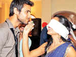 Chetan and Manju during the farewell party Photogallery - Times of India