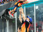 Ayesha and Zoravar during the IPL match Photogallery - Times of India