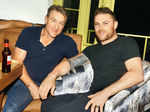 Andy Bichel (L) with Brendon McCullum during a celebratory dinner Photogallery - Times of India