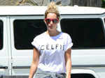 Ashley Tisdale was spotted wearing a t-shirt that read, "CÉLFIE" Photogallery - Times of India