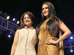 Rajneeral Babuta with Neha Dhupia during a fashion show Photogallery - Times of India