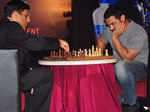 Aamir Khan and Vishwanathan Anand play a exhibition match Photogallery Times of India