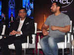 Aamir Khan and Vishwanathan Anand during the announcement of 3rd Edition of Maharashtra Chess League Photogallery Times of India