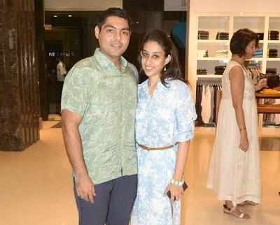 Ghibran and Sadya pose for the shutterbugs at the launch of the Spring Summer Collection of The Collective in Chennai