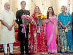 Prime Minister Narendra Modi poses with the newlyweds Photogallery - Times of India