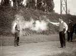 Company’s bulletproof vest was under live demonstration by DC-area police in 1923