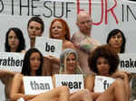 The PETA protesters staged a protest against the use of animal fur Photogallery - Times of India