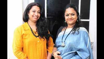 Krishna and Amrutha snapped at the movie launch of Amma Maram in Trivandrum