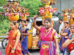 Women during the Telangana Shobha Yatra