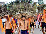 Tribal performers from Adilabad during the Telangana Shobha Yatra