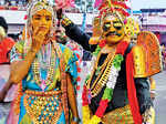A costume drama during the Telangana Shobha Yatra
