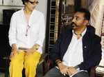 Gouthami and Kamal Haasan on the sets of Tamil movie