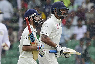 India vs Bangladesh Test: Murali Vijay, Ajinkya Rahane shine for India on rainy Day 3