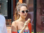 Jessica Alba was spotted eating ice cream