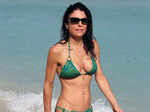 American reality TV personality Bethenny Frankel shows off her toned body