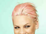 Blond babe P!nk is all smiles