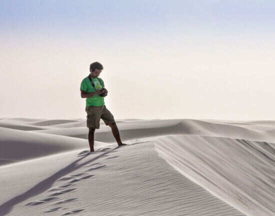 Going barefoot on dunes of white sand, hundreds of miles from any ocean