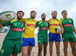 Brazilian athletes pose for photo