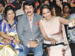 Laxmi Manchu clicks selfie with Raadhika Sarathkumar and Mammooty