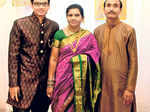 Atul, Bharti and Vasant Sahastrabudhe pose during the engagement
