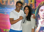 Siddharth Kannan and Neha Agarwal during the premiere of Bollywood film Guddu Rangeela