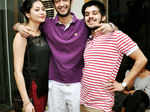 Neha Shrestha poses with Ishan Salvi and Ranbir Mehta