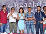 Stars pose for a photo during the press meet of Bollywood movie Gangaajal 2