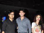 Sachin Gupta, Hiten Tejwani and Devashi Khanduri pose during the premiere of Bollywood movie