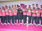Abhishek Bachchan poses with Jaipur Pink Panthers