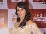 A guest poses during the Vogue India Beauty Awards