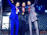 Mr India 2015 winners (L-R) Rahul Rajsekharan, Rohit Khandelwal and Prateek Gujral pose for photo