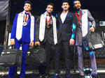 Actor Mohit Marwah (2R) poses with Mr. India 2015 winners