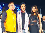 Celebs pose with a participant during Provogue personal care Mr. India 2015 pageant