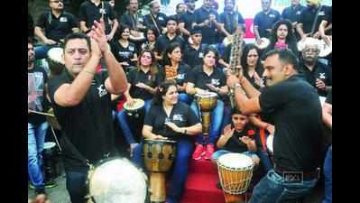 OSA Drum Circle performs at CP Raahgiri in Delhi