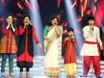 Participants perform on the sets of TV reality show Great Music Gurukul