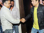 Ajit Andhare greets Shekhar Suman during the special screening