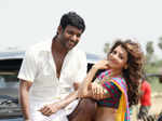 Vishal and Kajal Agarwal in a still from the Tamil movie
