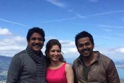 Nag, Karthi and Tamannaah chill out in Belgrade