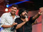 T Rajendran speaks as Vijay looks on during the audio launch