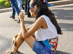 A participant gets clicked during the Raahgiri Day