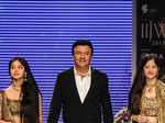 Anu Malik with daughters Ada and Anmol showcase a creation by Shaina NC for Beti
