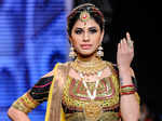 A model showcases a creation by Sunil Jewellers