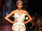 A model showcases a creation by Anand Shah