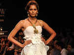 A model showcases a creation by Anand Shah