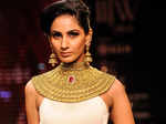 A model showcases a creation by Anand Shah