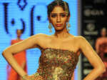 A model showcases a creation by Jewels by Preeti