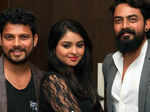 Praveen, Nakshatra and J Karthik pose for a photo
